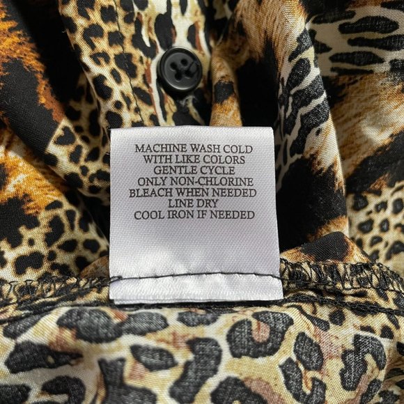 Womens Animal Print Button Down Blouse Fred David Pluse Size 2X Shirt u - Picture 11 of 11